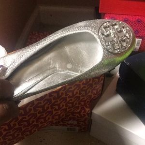 Tory Burch silver baby doll shoes